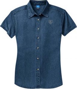 Ladies Short Sleeve Value Denim Shirt, Ink Blue